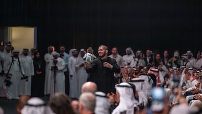 UFC Hall of Famer Khabib Nurmagomedov attends Day 1 of the World Sports Summit in Dubai.