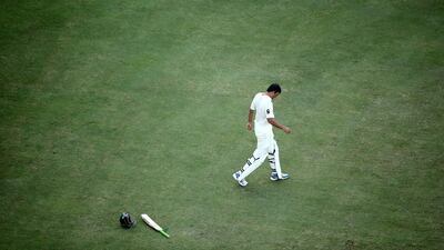 Younis Khan of Pakistan has a break from play during Day 1 of the first Test against Australia in Dubai on Wednesday. Warren Little / Getty Images