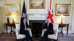 Nato chief Mark Rutte, left, with UK Prime Minister Keir Starmer at No 10 Downing Street in London. EPA