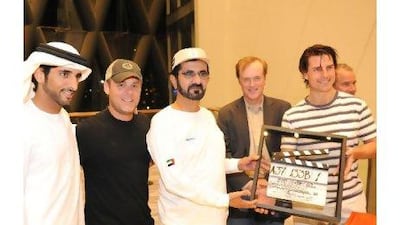 Sheikh Mohammed bin Rashid, the Vice President of the UAE and Ruler of Dubai received a commemorative clapper board from the film's star, Tom Cruise.