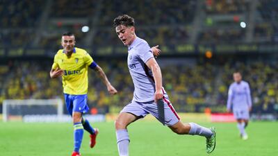 Pablo Martin Paez Gaviria of Barcelona runs with the ball. Getty Images