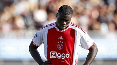 Ajax striker Brian Brobbey shows his disappointment during the 2-2 Eredivisie draw with Excelsior Rotterdam. EPA