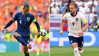 Netherlands defender Virgil van Dijk takes on England's Harry Kane in the Euro 2024 semi-final. AFP