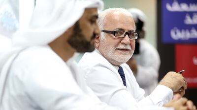 Ahmed Al Hajeri, left, deputy chief executive of National Ambulance, and Prof Qutayba Hamid, vice chancellor of medical and health sciences at the University of Sharjah, said demand for paramedics is growing. Delores Johnson / The National