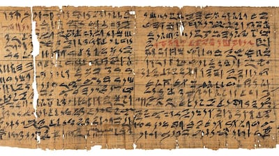 ‘The Tale of the Eloquent Peasant’ written on fragments of papyrus manuscript. Courtesy Berlin State Museums, Egyptian Museum