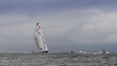 5th April 2015. Itajai, Brazil. Volvo Ocean Race, Leg 5, Auckland, New Zealand to Itajai, Brazil. Abu Dhabi Ocean Racing finish in first place.