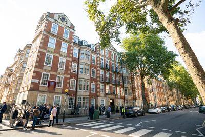 General view of the site of the English Heritage blue plaque to Diana, Princess of Wales, outside Coleherne Court, Old Brompton Road, London. PA