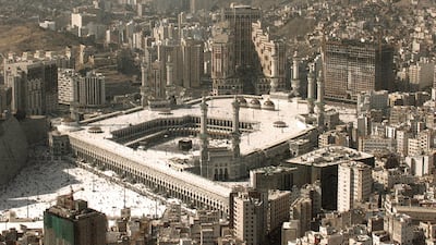 High-rise towers begin to crop up around the Grand Mosque in Makkah by March 2000. AFP
