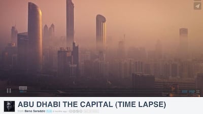 A screen grab from Beno Saradzic's Vimeo page showcasing his second timelapse video of the UAE capital.