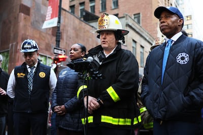 New York's Chief of Fire Operations John Esposito near the site of a car park collapse on Tuesday in New York City. AFP