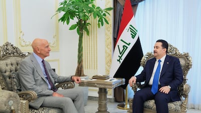 Iraq's Prime Minister Mohammed Shia Al Sudani receives the US Special Envoy to Syria, Tom Barack. Photo: Iraqi Prime Minister Media Office