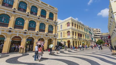 Historical buildings in the Unesco World Heritage Site area of central Macau, which retains its Portuguese colonial influences. Getty Images