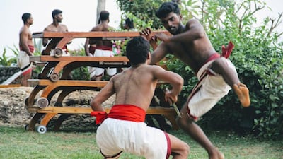 The northern style of kalari focuses on flexibility, jumps and weapons training. Kalpana Sunder for The National