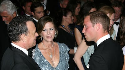 Prince William with actors Tom Hanks and Rita Wilson during Bafta's Brits to Watch event on July 9, 2011. AFP