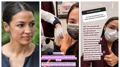 House representative Alexandria Ocasio-Cortez shared her experience on Twitter and her Instagram stories, saying: 'I’d never ask you to do something I wasn’t willing to do myself.' AFP, Twitter