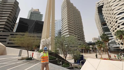 A construction worker at the King Abdullah Financial District (KAFD) in Riyadh. Binladin International Holding Group expects 1 trillion riyals ($26/67bn) of contracts to be awarded in Saudi Arabia by 2025. AFP