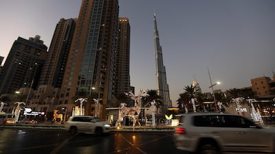 Christmas lights at the boulevard downtown in Dubai . All photos by Satish Kumar/ For The National