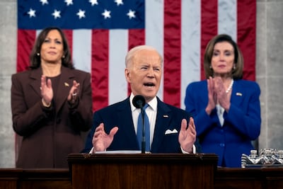 President Joe Biden delivers his State of the Union address to a joint session of Congress at the Capitol, Tuesday, March 1, 2022. AP