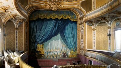 The auditorium before restoration. The restoration of Chateau de Fontainebleau’s Imperial Theatre, now renamed as the Sheikh Khalifa bin Zayed Al Nahyan Theatre, is nearing completion. Courtesy Tourism and Culture Authority Abu Dhabi