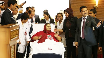 Eman Abd El Aty has been making progress but doctors felt it was too soon to fulfill a promise to take her to the Corniche. Pawan Singh / The National