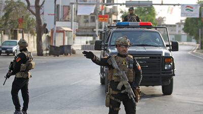A picture taken on September 25, 2017 shows members of the security forces, affiliated with the Iraqi interior ministry, deploying in the streets of the northern city of Kirkuk during the vote on the Kurdish independence. Ahmad Al Rubaye / AFP