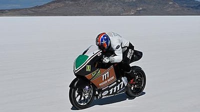 Jeremy Cleland, Mission's official test driver, pictured at the Bonneville Salt Flats. Cleland describes the Mission as 'an incredible ride'.