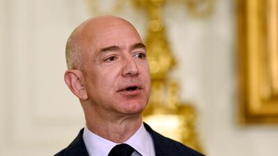 The shares of Amazon ended 2017 with a rise of 52.8 per cent, taking its market value to US$571 billion and the fortune of Jeff Bezos, its founder and chairman, through the $100bn mark. Susan Walsh / AP.