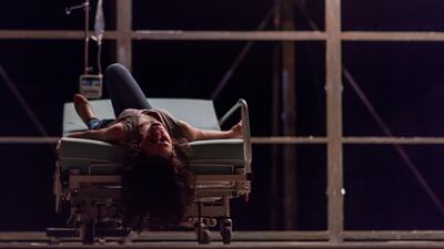 Reham Kassar performs on stage in While I Was Waiting. Courtesy Stavros Habakis