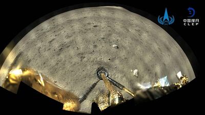 A December 1 image of the moon surface taken by the panoramic camera aboard the lander-ascender combination of the Chang'e-5 spacecraft after landing on the moon. China National Space Administration (CNSA) / AFP