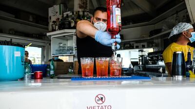 The sign says not to eat or drink at the counter. AFP