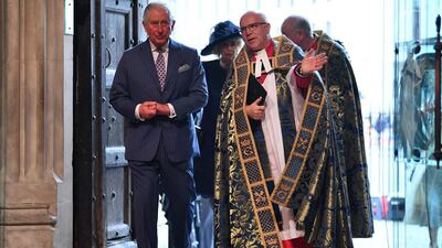 Britain's Prince Charles, Prince of Wales (L) and The Very Reverend Dr David Hoyle, Dean of Westminster. AFP