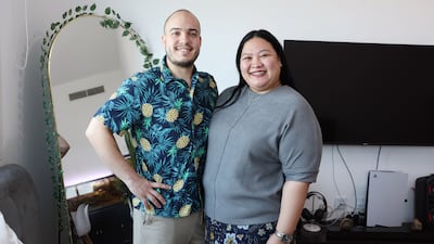 Daniel Becker and May Delgado bought their one-bedroom apartment in Dubai Silicon Oasis for Dh690,000. All photos: Chris Whiteoak / The National