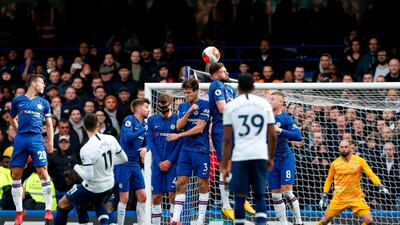 Tottenham Hotspur midfielder Erik Lamela (2L) takes a free kick and hits the wall. AFP