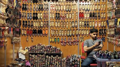 One of the shoe shops at the Ramadan night market held at ADNEC in Abu Dhabi. July 2 , 2016. Pawan Singh / The National