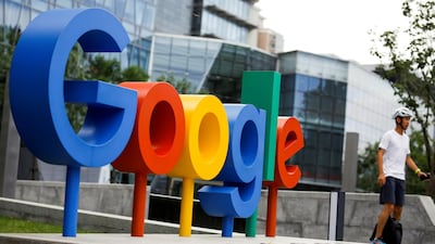 The brand logo of Google is seen outside the company's office in Beijing. Reuters