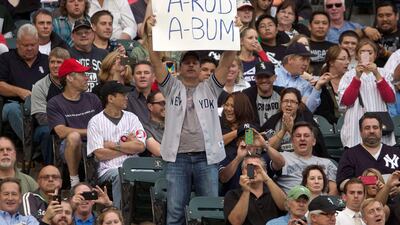 More boos and banners came out as the star slugger returned to the home plate. John Gress / Reuters