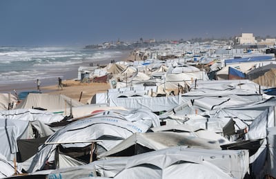 This camp on the beach in Khan Younis was flooded after a winter storm hit. Conditions in such camps are leaving residents prone to disease. Reuters