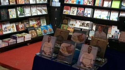 Hard to find and popular cookbooks on display at the Taste of Dubai festival book store. Stacie Johnson / The National