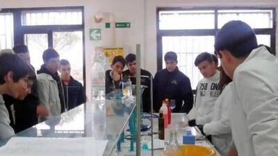 Italian students experiment as part of a programme held by the International Movement for Leisure Activities in Science and Technology (MILSET). The Expo is an initiative of MILSET. Courtesy MILSET