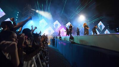 The crowd reacts as Janet Jackson takes to the stage / AFP / AMER HILABI
