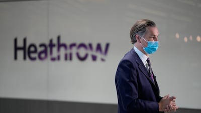 John Holland-Kaye, chief executive of Heathrow Airport, during a television interview at the airport's Terminal 5.