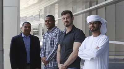 From left, Dr Ahmed Abdel-Maksoud with his research team Ahmad Al Kassem, Yousif Ahmad and Bader Al Kaabi at UAE University in Al Ain. Their findings surprised the team. Ravindranath K / The National