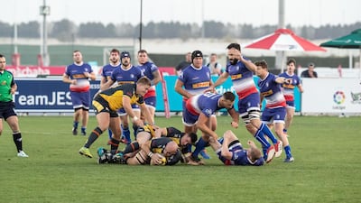 Dubai Hurricanes v Jebel Ali Dragons at the Sevens Rugby Ground.