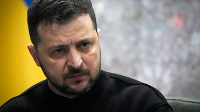 Ukrainian President Volodymyr Zelenskyy in his daily address from Kyiv, on February 24. AP