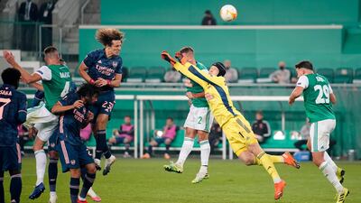 Arsenal's David Luiz scores his sides first goal. Getty