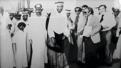 Ali Albwardy, owner of Spinneys in the UAE, pictured with Sheikh Rashid, the late Ruler of Dubai. Sheikh Rashid was the supermarket's first customer when it opened in Deira in 1961. Photo: Spinneys