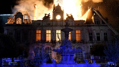 The historic town hall in Limoges was gutted by fire on Saturday. AFP