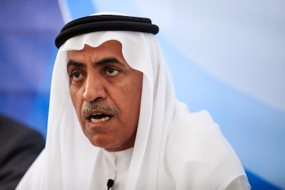 Mohammed Hussein Alshaali, chairman of Gulf Craft, speaking at Dubai International Boat Show. Sarah Dea / The National