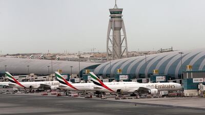 Dubai International Airport Terminal 3 as seen from the Emirates headquarters. Pawan Singh / The National