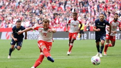 Harry Kane scores Bayern's fifth from the penalty spot. Getty
